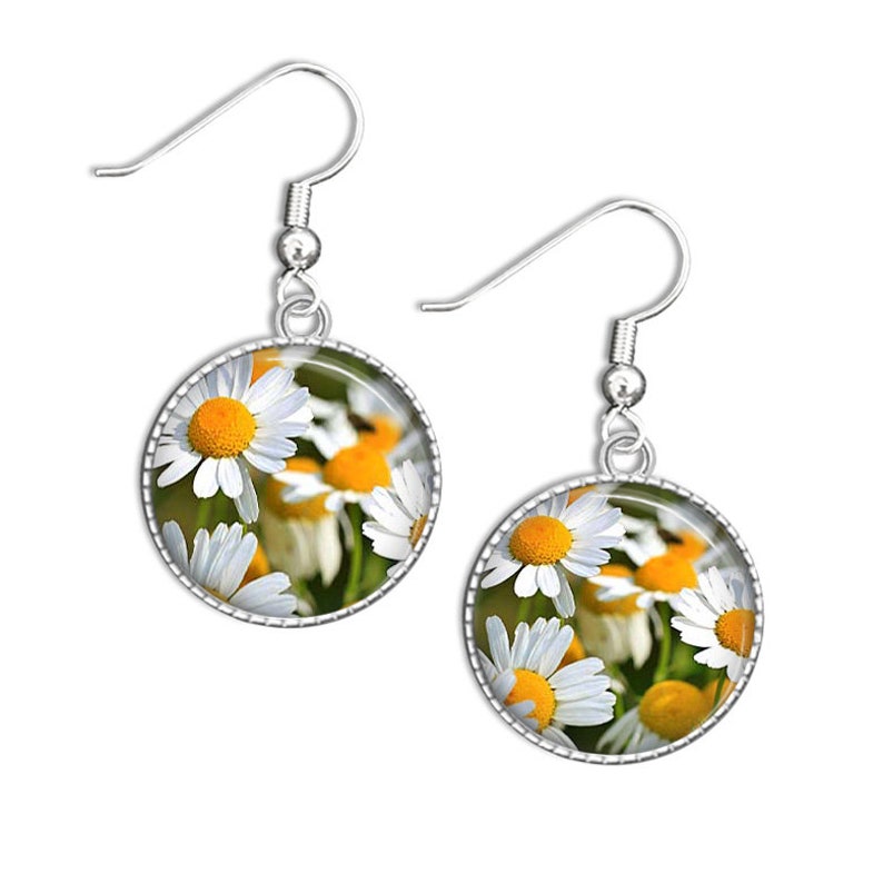 White Daisy Jewelry Summer Accessory Flowers floral Necklace Daisy Earrings photo image jewelry Necklace sets gift for women