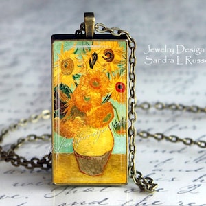 Van Gogh Sunflower Jewelry, Set, Van Gogh Sunflower Painting, Art Jewelry, Famous Artist Jewelry, Photo image Pendant, Mother&#39;s day Gift