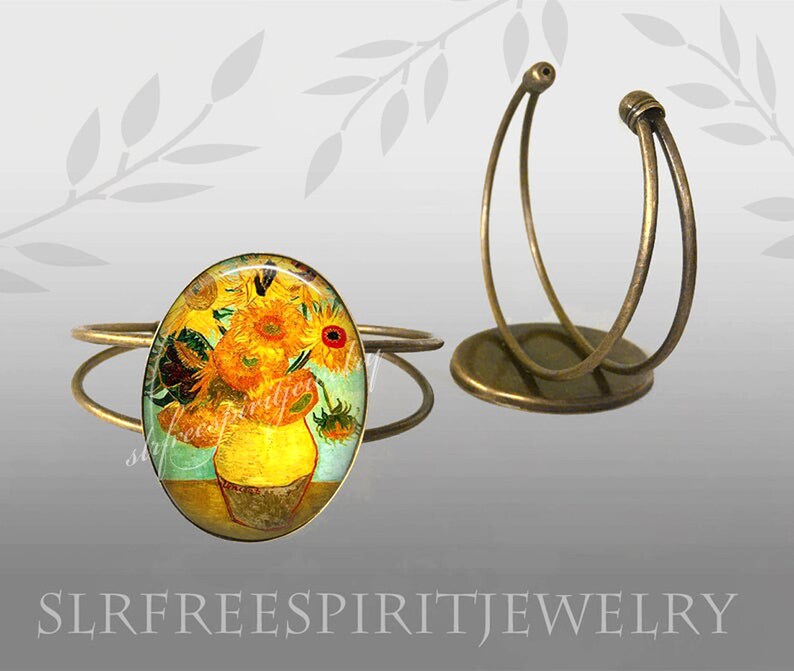 Van Gogh Sunflower Jewelry Set Van Gogh Sunflower Painting Etsy