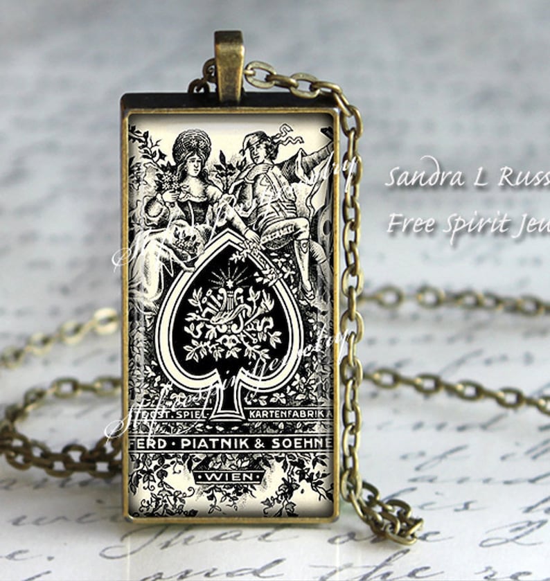 Ace of Spades Pendant Photo Glass Jewelry Vintage Playing Etsy