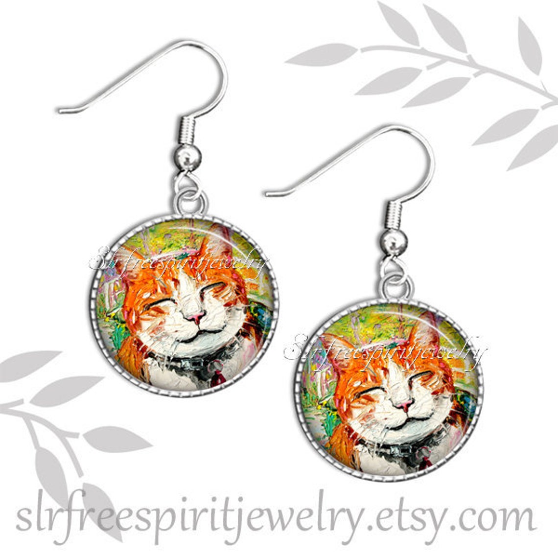 Tabby Cat Earrings Cat Jewelry Photo Image Jewelry Orange Etsy