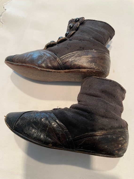 Antique Childs Hi Button leather Shoes - image 3