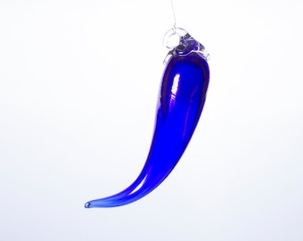 Blown Glass Chili Pepper - Cobalt Blue, Chili Pepper, Hand Blown Glassware, Blown Glass Pepper,  Deep Blue Chili Pepper, Chili Décor