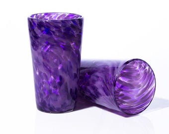 Pint Glass -Purple Mix - Hand Blown Beer Glass - Hand blown drink glass, Water Glass, Artisan Pint Glass, Tumbler Glass, Barware, IPA, Dads