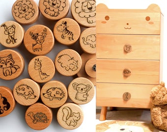 Personalized Wooden Drawer Knobs ,size 3.5cm 4cm 5cm for Nursery Room, Round Cabinets Knobs Pulls for Kitchen and Closet