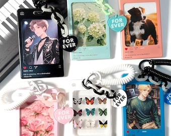 Acrylic Photocard Holder with LOVE Heart Keychain: Vertical Style