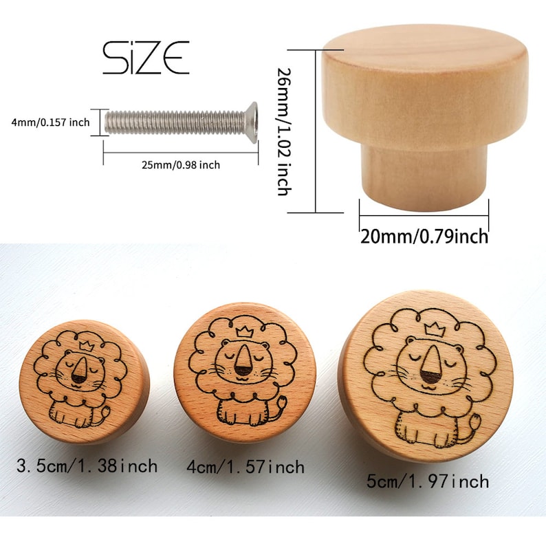 Personalized Wooden Drawer Knobs ,size 3.5cm 4cm 5cm for Nursery Room, Round Cabinets Knobs Pulls for Kitchen and Closet zdjęcie 5