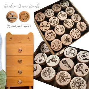 Personalized Wooden Drawer Knobs ,size 3.5cm 4cm 5cm for Nursery Room, Round Cabinets Knobs Pulls for Kitchen and Closet zdjęcie 2