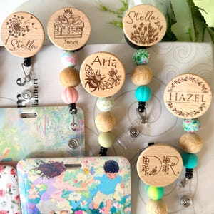 Laser Engraved Wood Badge Reel: Custom ID Holder, Retractable Clip