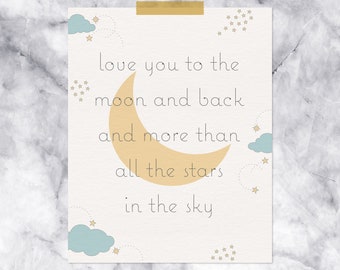 I Love You to the Moon and Back Art Print - Digital Download - Etsy