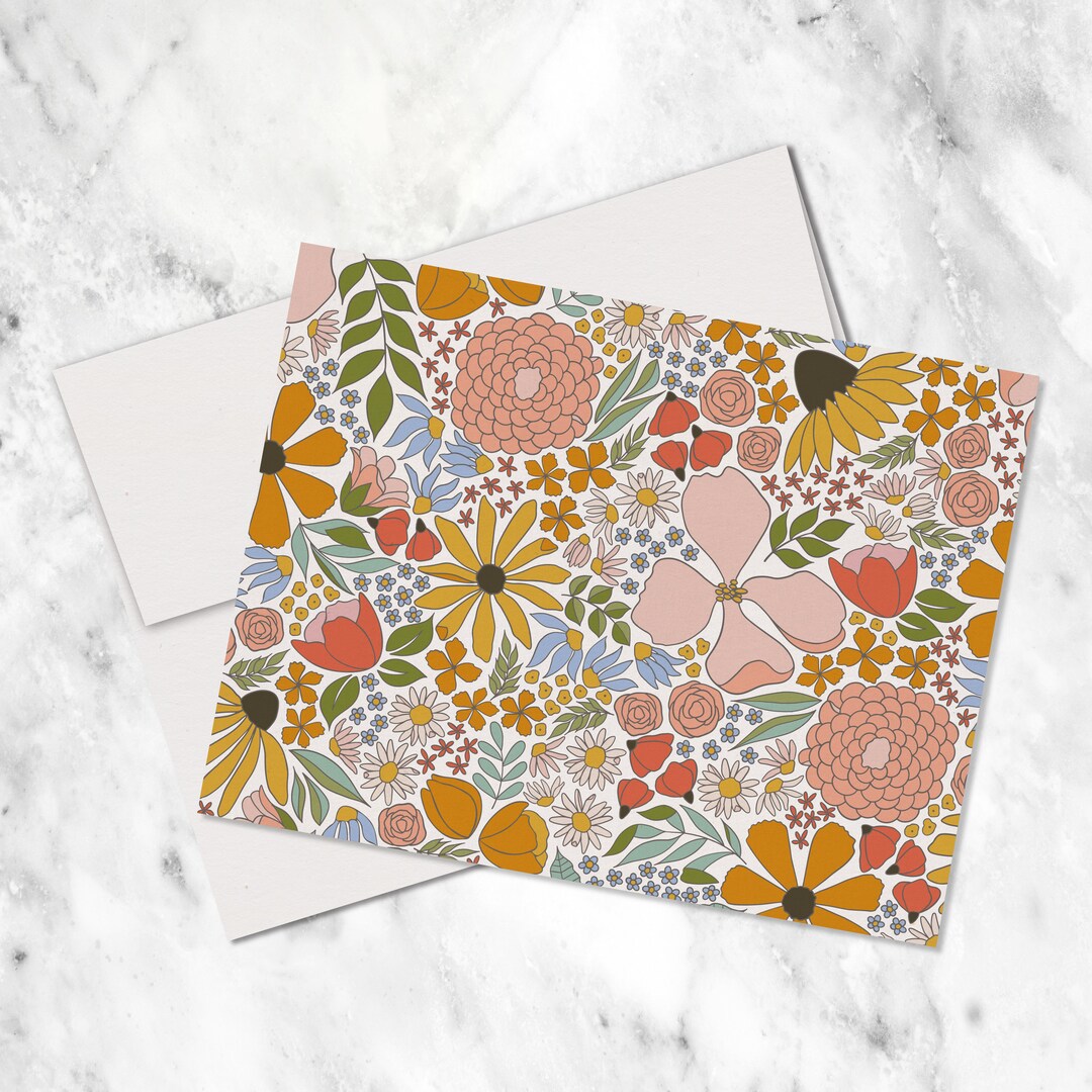 Floral Pattern Notecards Gift Set of 10 - Etsy