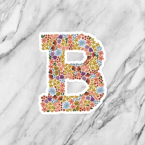 Adesivo de vinil inicial com monograma floral letra B