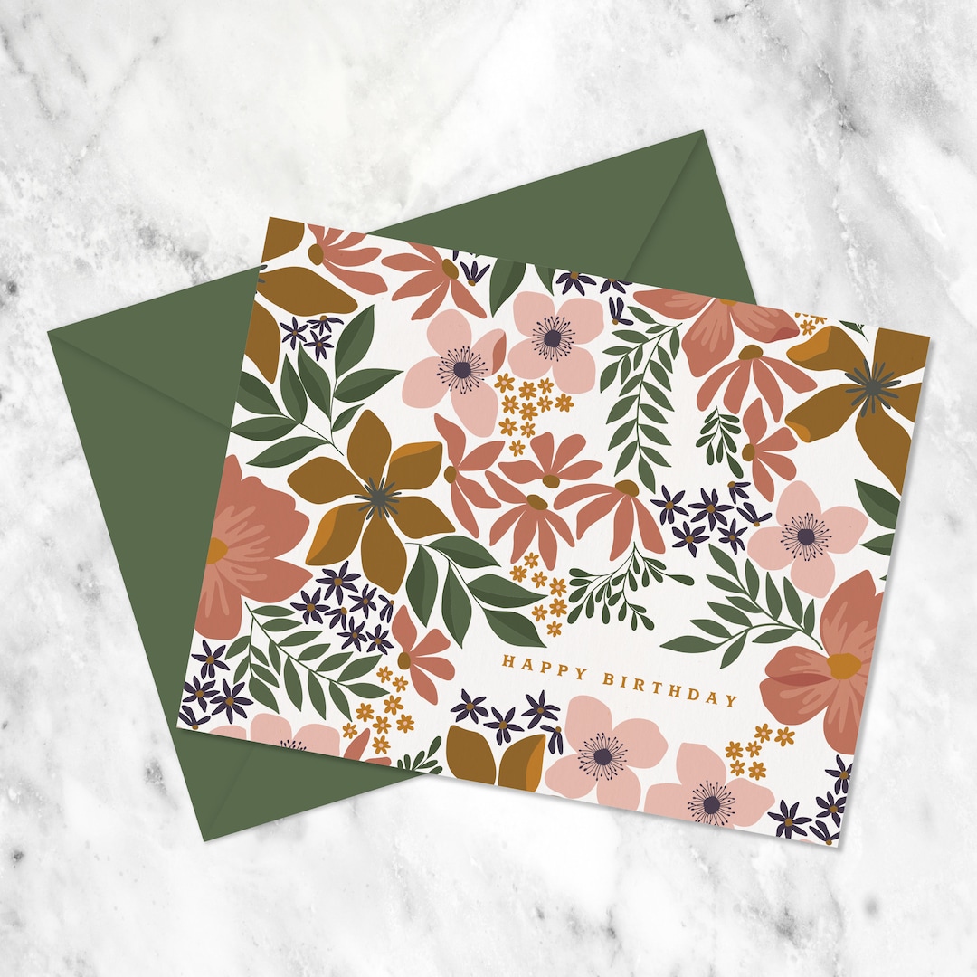 Floral Printable Birthday Card Instant Download - Etsy