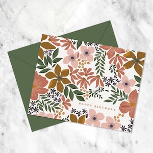 Download instantâneo de cartão de aniversário floral para impressão