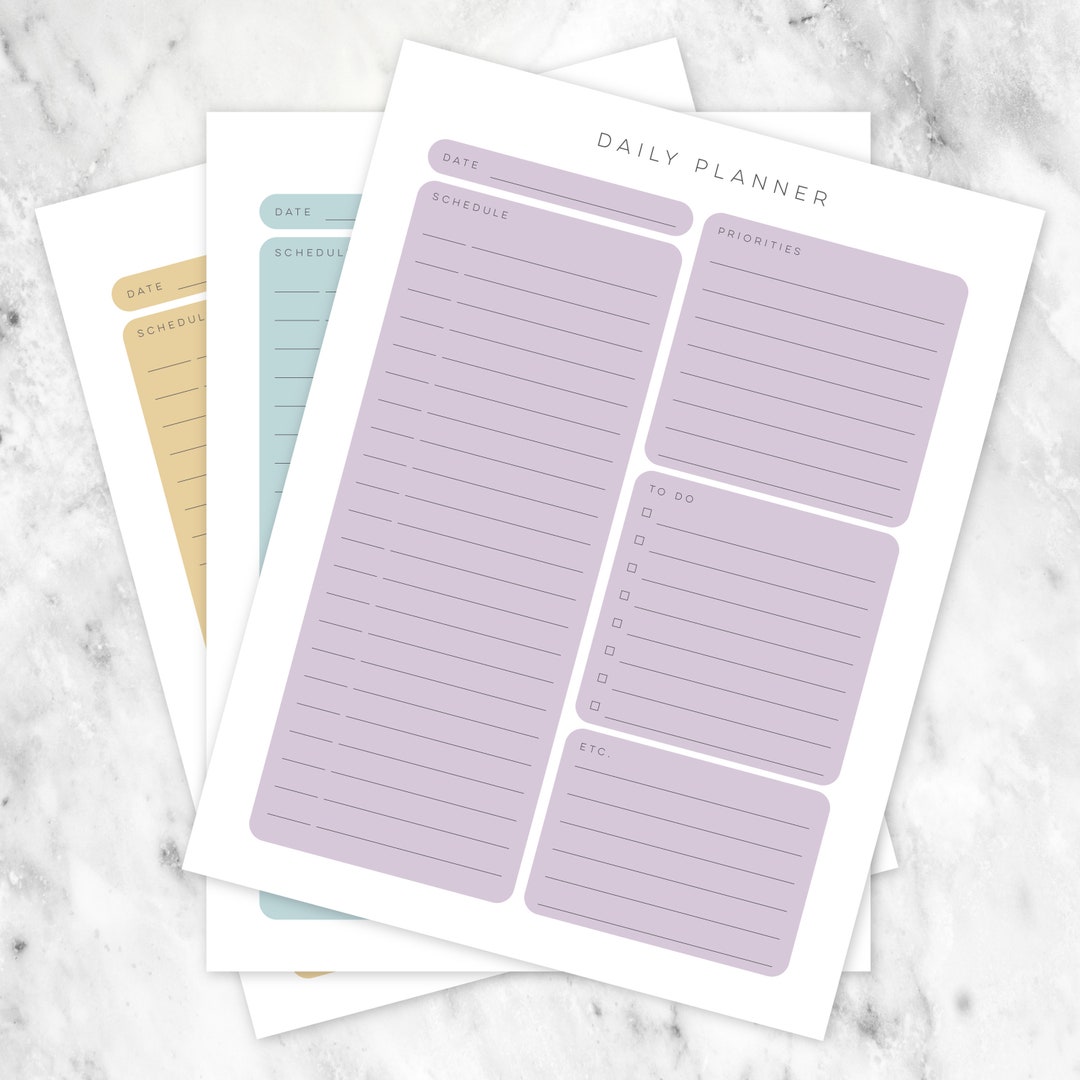 Daily Calendar Planner Printable PDF | 8 Color Pages | 8.5 X 11 US