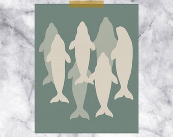 Beluga Pod Illustrated Print