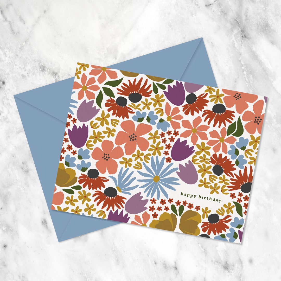 Floral Printable Birthday Card Instant Download - Etsy