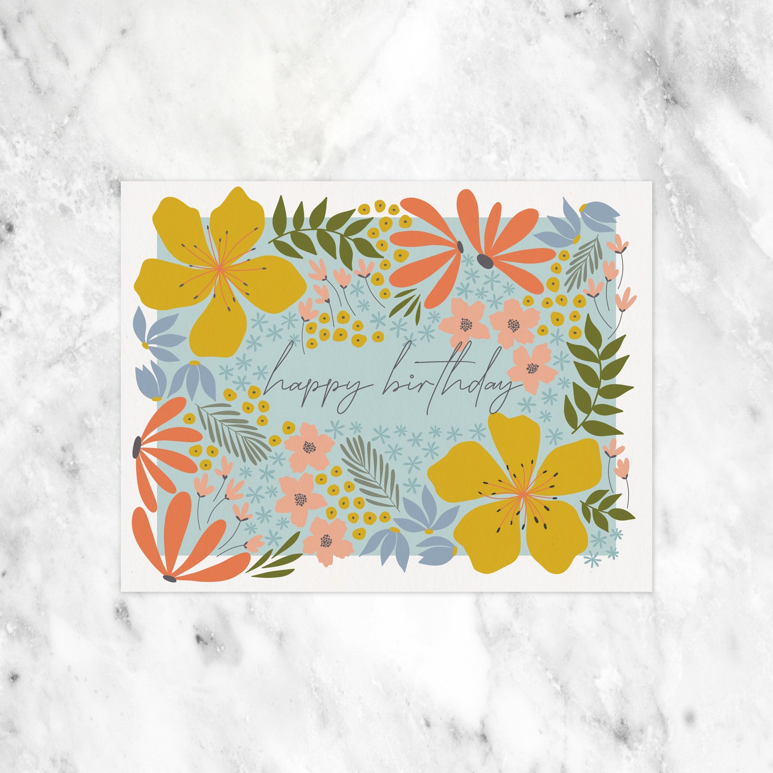 Mod Floral Printable Birthday Card Instant Download - Etsy