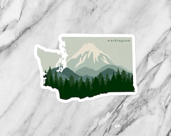 Washington State Mountains and Trees Vinyl Sticker