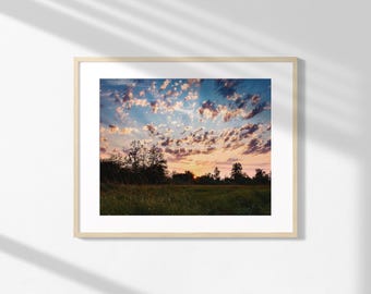 Sunset Photo Digital Download | Printable Sunset over a Field Photo, Pacific Northwest, Snoqualmie Photo, Washington State Photo