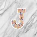 Floral Letter J Monogram Initial Vinyl Sticker - Etsy