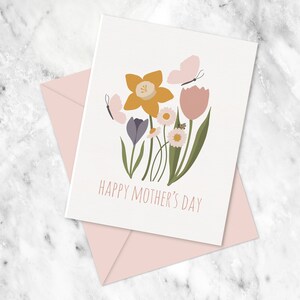 Spring Blooms Printable Mother&#39;s Day Card Instant Download