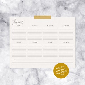 Weekly Calendar Planner Printable PDF