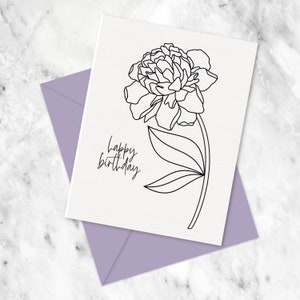 Biglietto d&#39;auguri stampabile con illustrazione Dahlia Download immediato