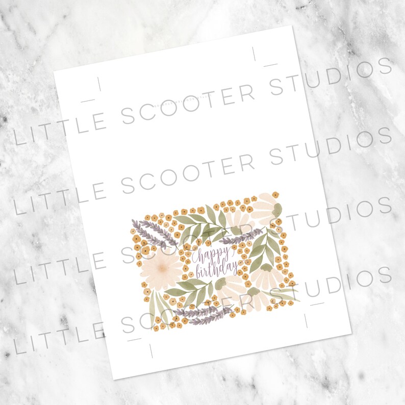 Watercolor Floral Printable Birthday Card Instant Download - Etsy