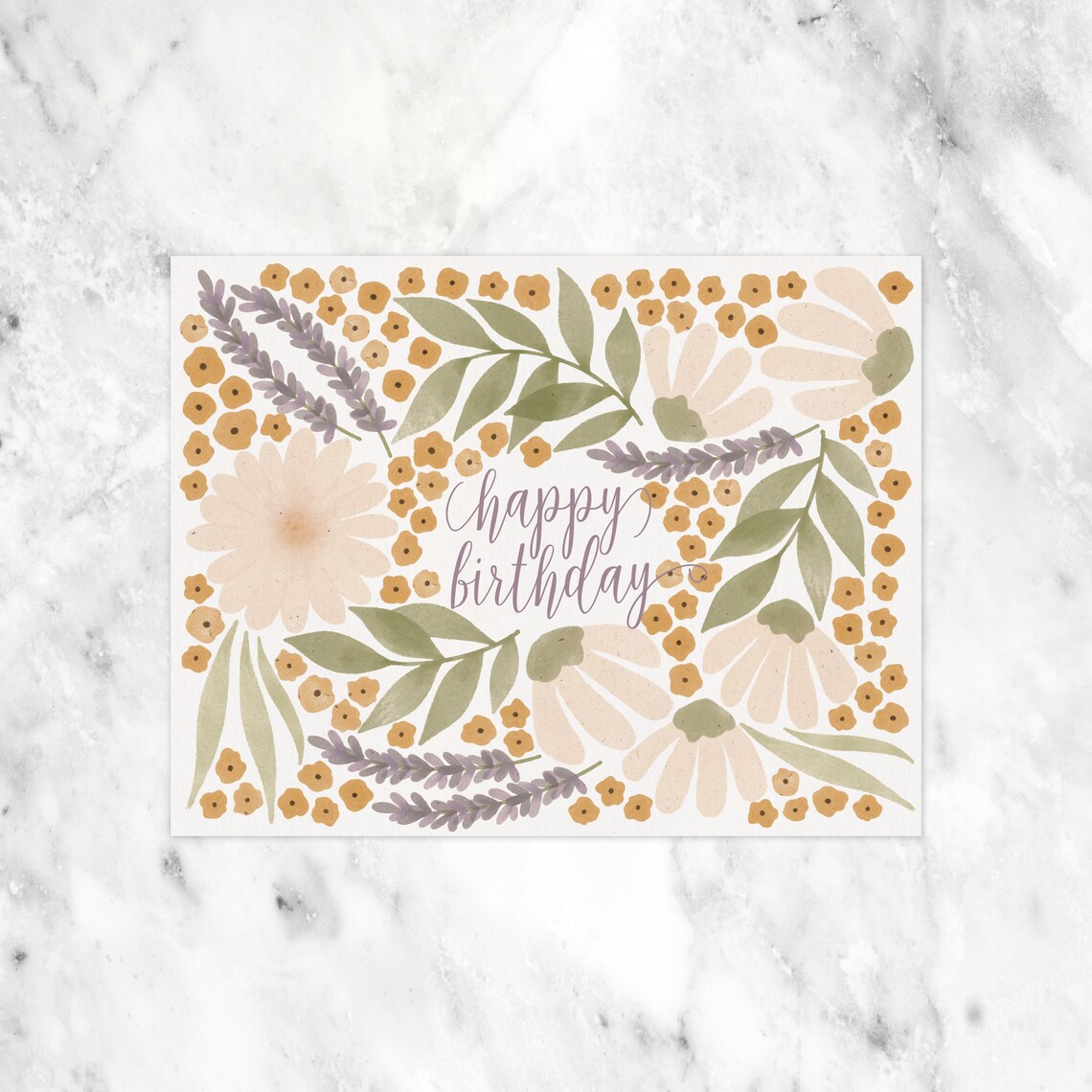 Watercolor Floral Printable Birthday Card Instant Download - Etsy