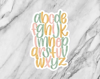 Alphabet Hand Lettered Watercolor Vinyl Sticker