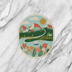 Washington State Mountains and Sound Vinyl Sticker