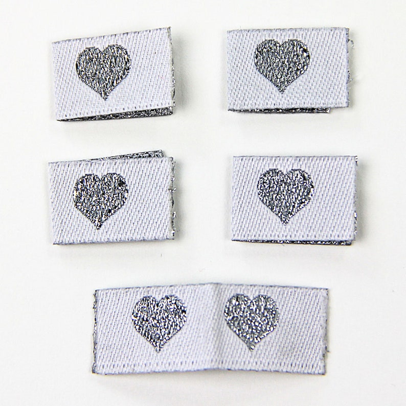 Woven labels Textile labels folded heart without taffeta image 4