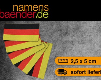 5 Web labels / textile labels to sewing a "German flag" 2.5 x 5 cm