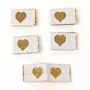 Woven labels Textile labels folded heart without taffeta image 3