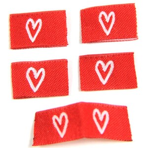 Woven labels Textile labels folded heart without taffeta image 7