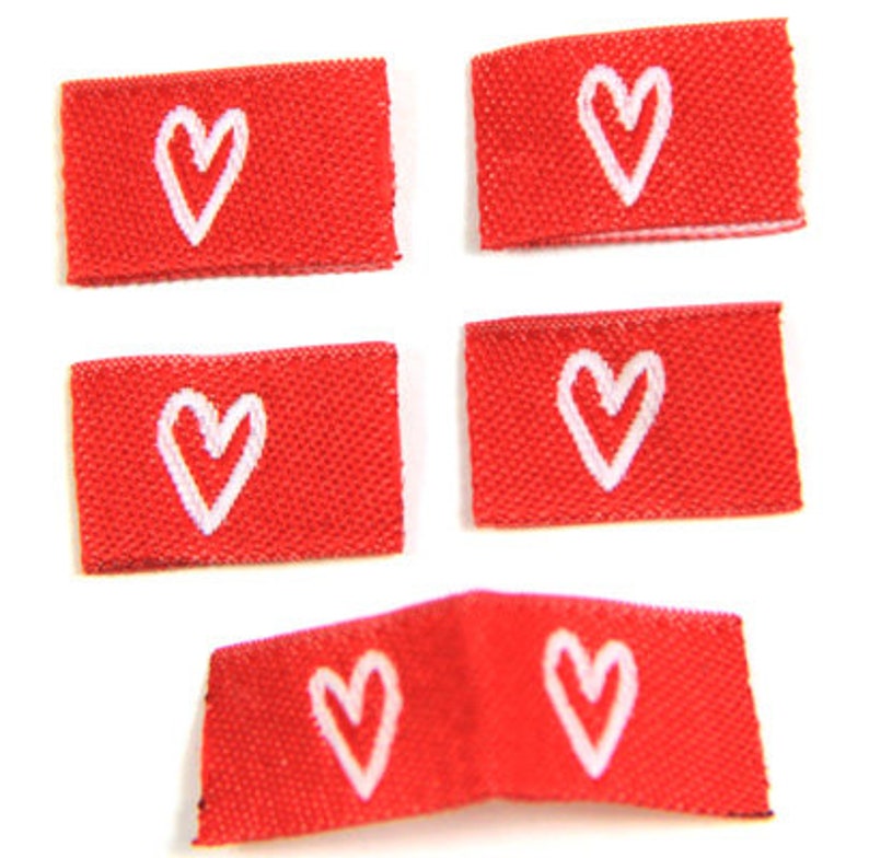 Woven labels Textile labels folded heart without taffeta image 7