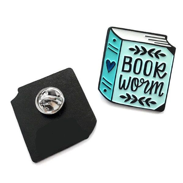 Bookworm Pin, Bibliophile, Book Pin, Brooches For Men Women, Book Lover, Literary gift,  literature jewelry, librarian gift, teacher gift