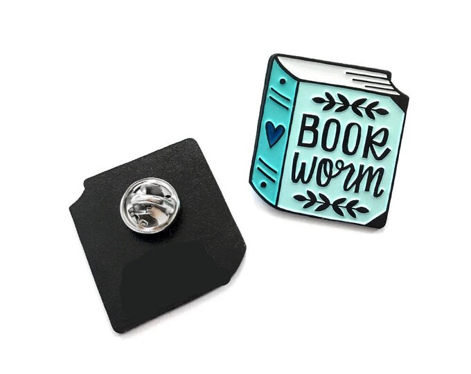 Bookworm Pin, Bibliophile, Book Pin, Brooches For Men Women, Book Lover, Literary gift,  literature jewelry, librarian gift, teacher gift