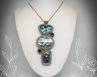 MIDNIGHT RAINBOW natural Abalone necklace