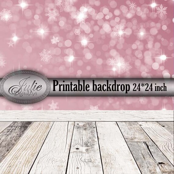 Pink Frost Bokeh White Wood Floor Digital Backdrop For