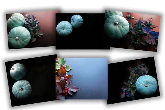 Flat Lay Mockup Mint Pumpkin Digital Background Leaves And Flat Lay Mockup Mint Pumpkin Digital Background Leaves And