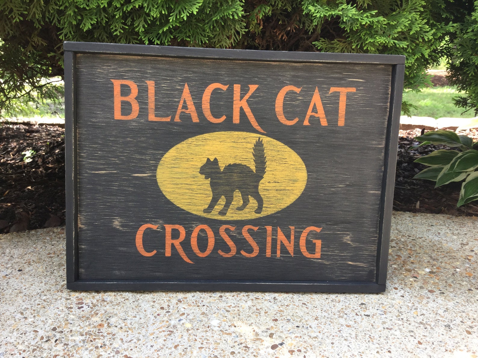 Black Cat Crossing Sign Halloween Black Cat Signs | Etsy