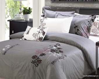 Items Similar To Embroidered Greek Key Duvet Cover White