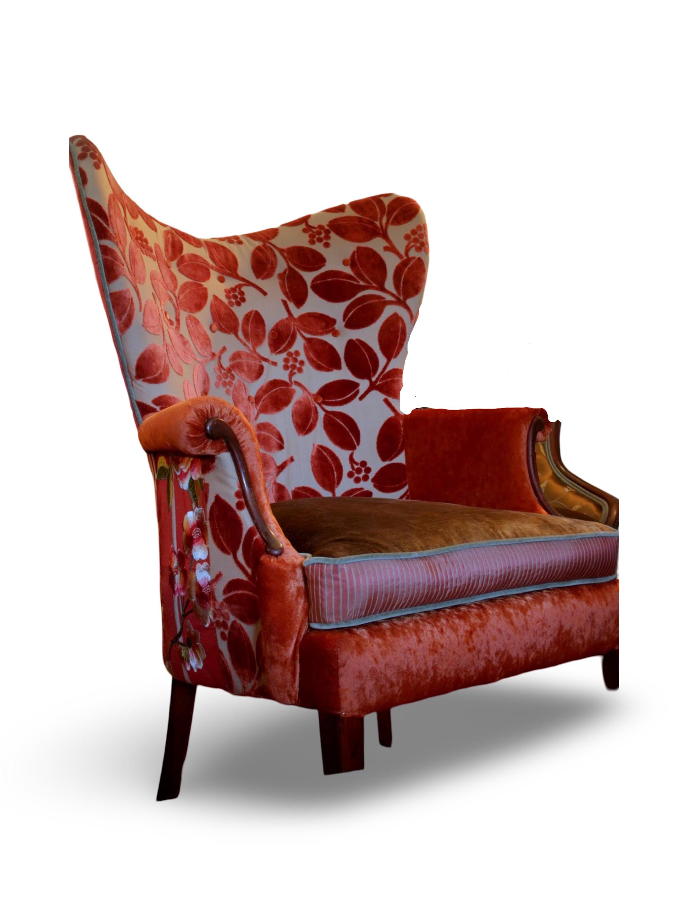 Upcycled, Antique Upholstered Fan Back Chair, Bohemian Style Upcycled, Antique Upholstered Fan Back Chair, Bohemian Style