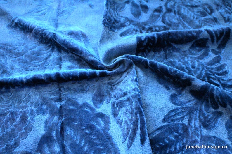 Embossed Velvet Upholstery Fabric Designers Guild Fabric From Jane Hall Design Zanfarico- Cerulean Blue