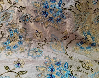 Designers Guild, Embroidered Silk- Floral Pattern - Home Decor Fabric,  From Jane Hall Design