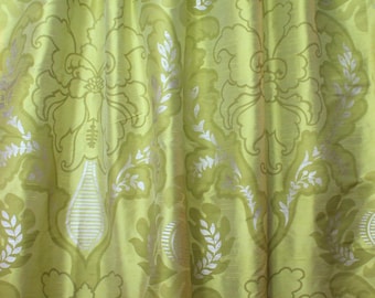 Designers Guild Giacosa Green Silk Fabric: Floral Damask Print