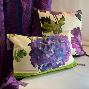 Magenta & Teal Floral Pillow Cover: Bohemian Linen Velvet Cushion