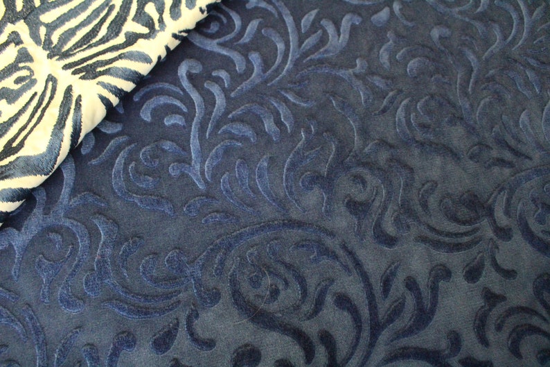 Maxwell Fabric Cobalt Blue Cut Velvet Upholstery Fabric Etsy